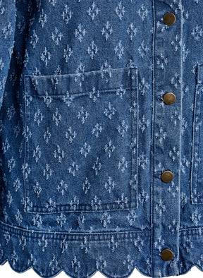 Zizzi Scallop Denim Jacket in Blue 