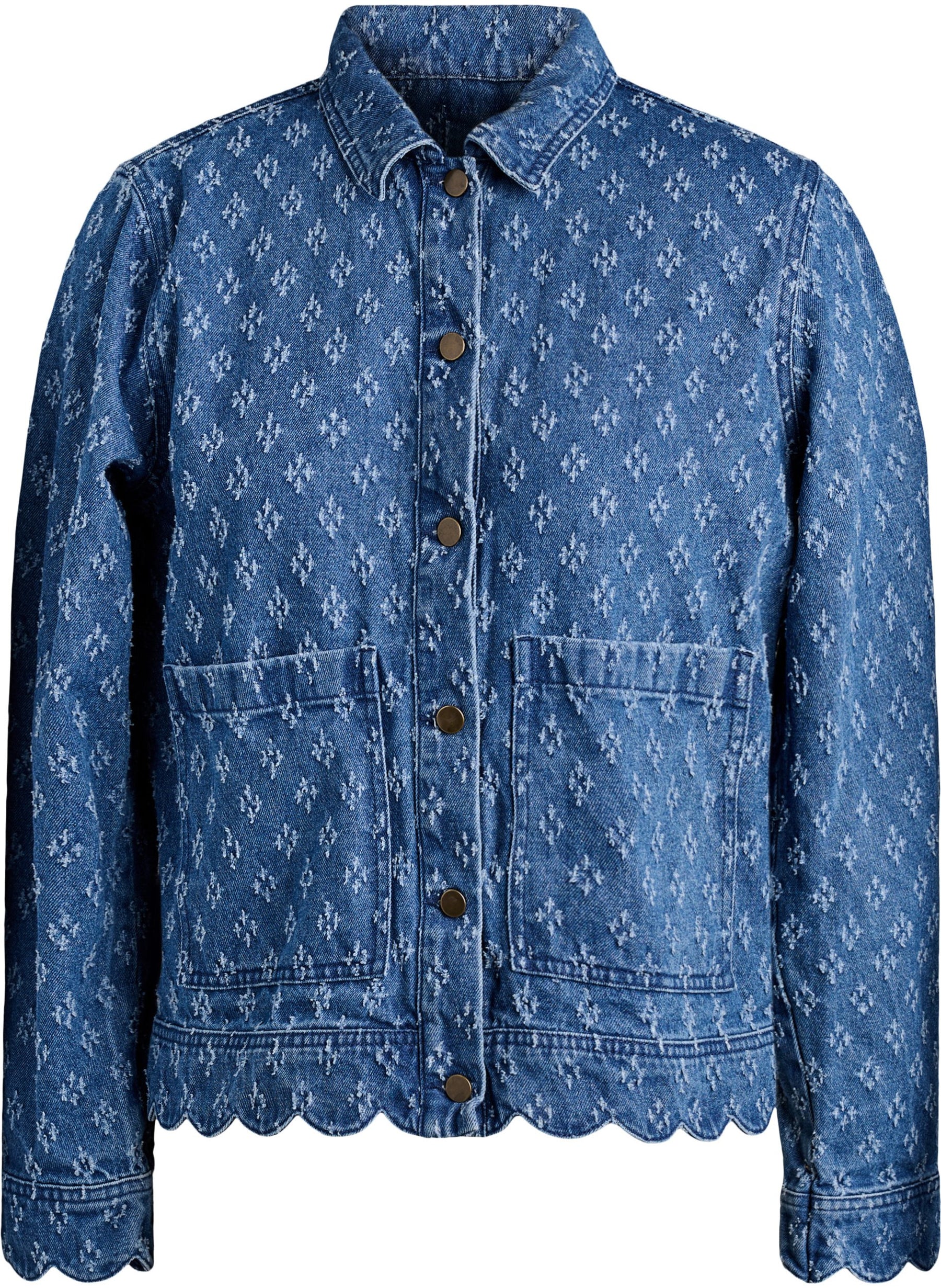 Zizzi Scallop Denim Jacket in Blue 