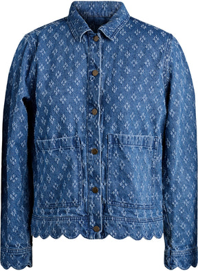 Zizzi Scallop Denim Jacket in Blue 