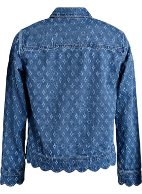Zizzi Scallop Denim Jacket in Blue  