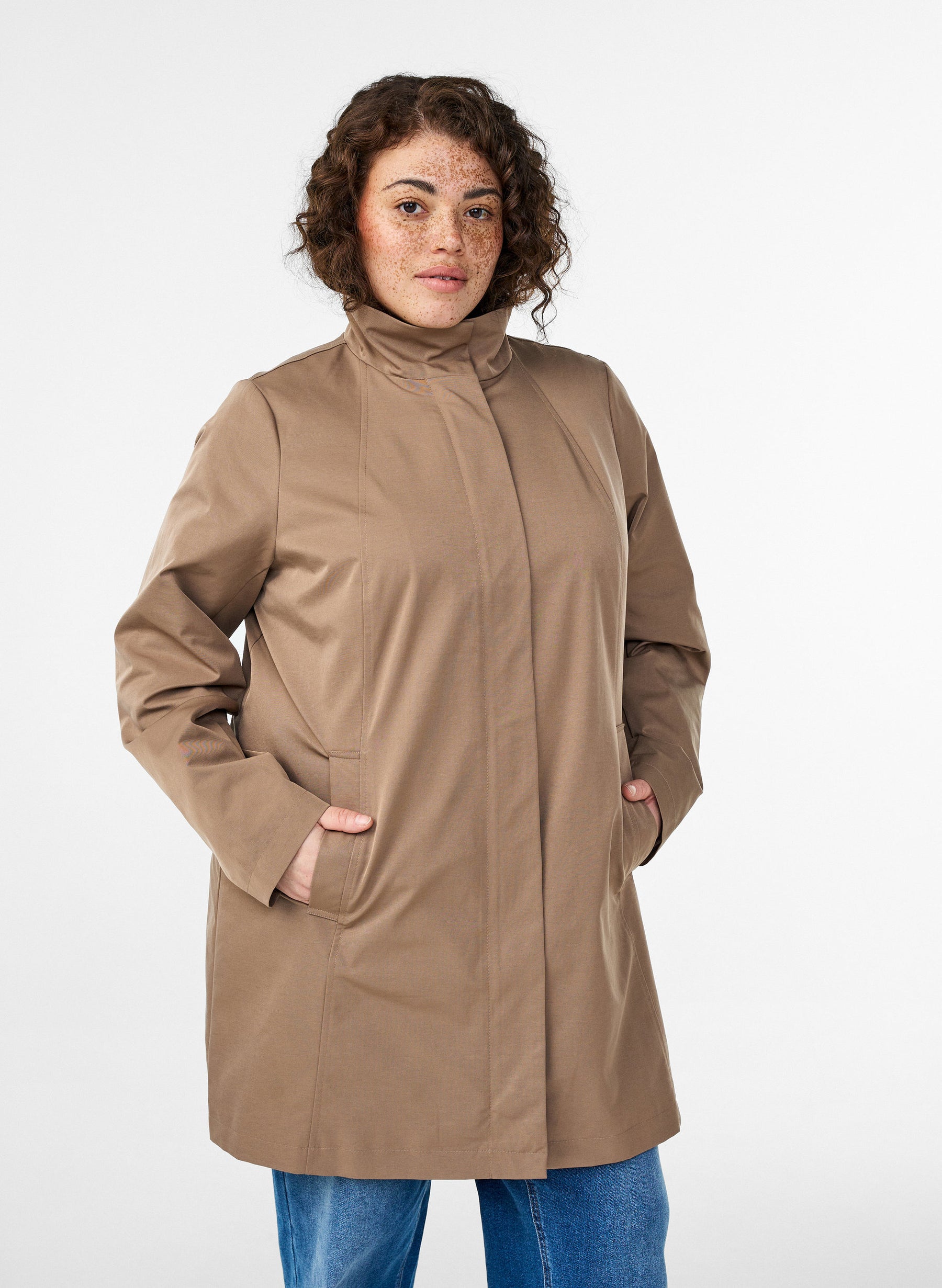 Zizzi Shelby Coat in Taupe