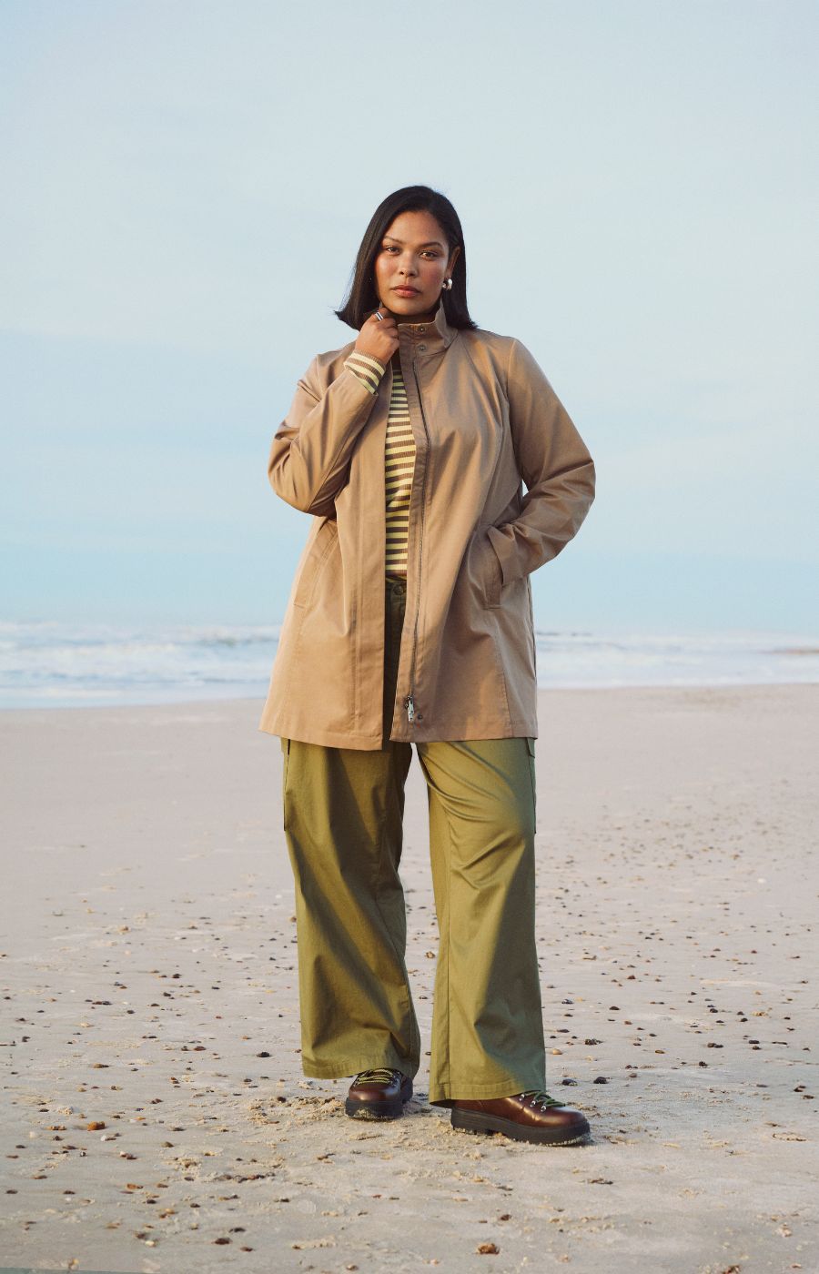 Zizzi Shelby Coat in Taupe