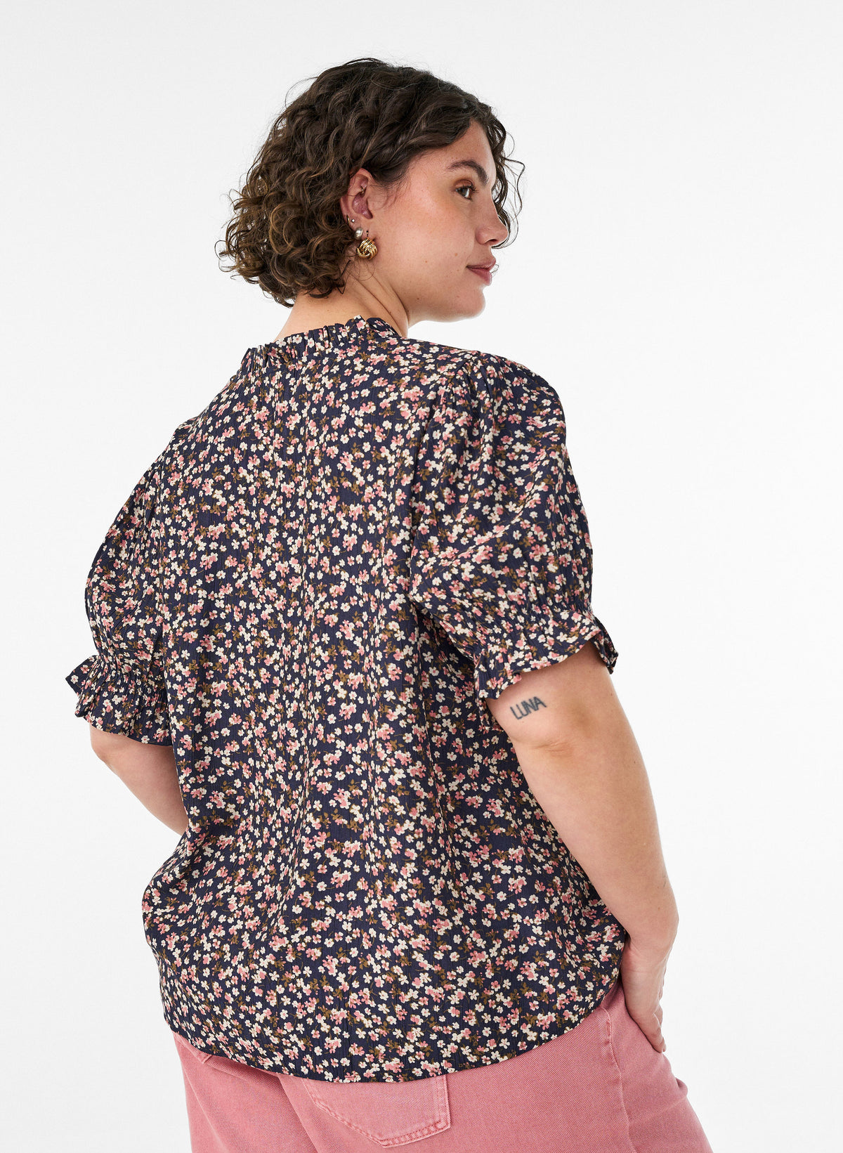 Zizzi Sia Blouse in Navy Flower 