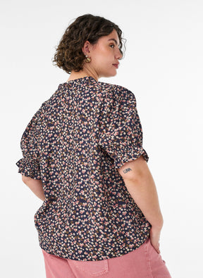 Zizzi Sia Blouse in Navy Flower 