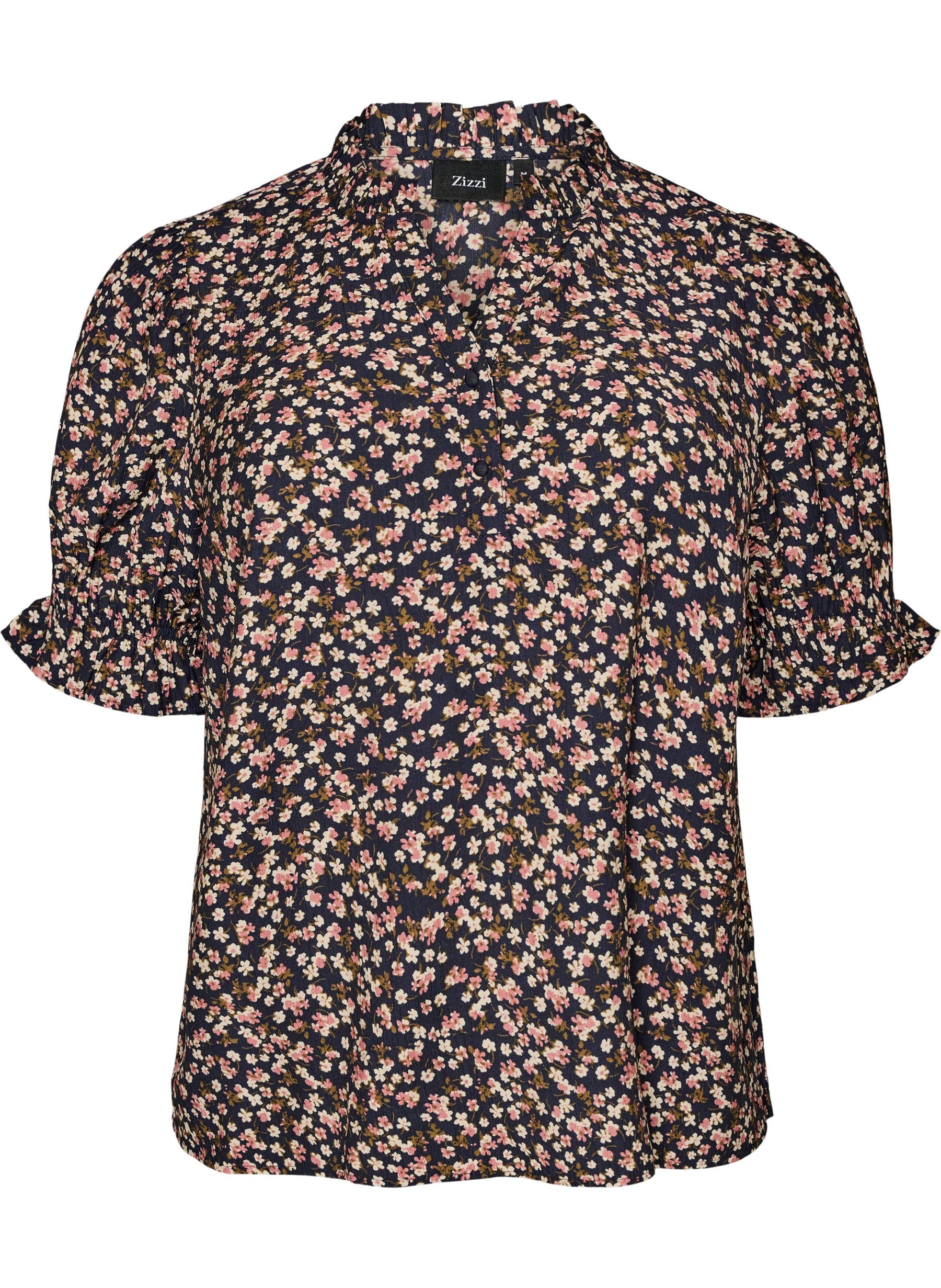 Zizzi Sia Blouse in Navy Flower 