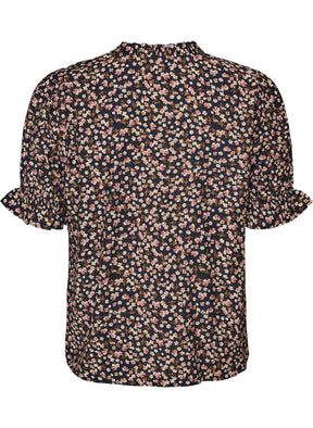 Zizzi Sia Blouse in Navy Flower 
