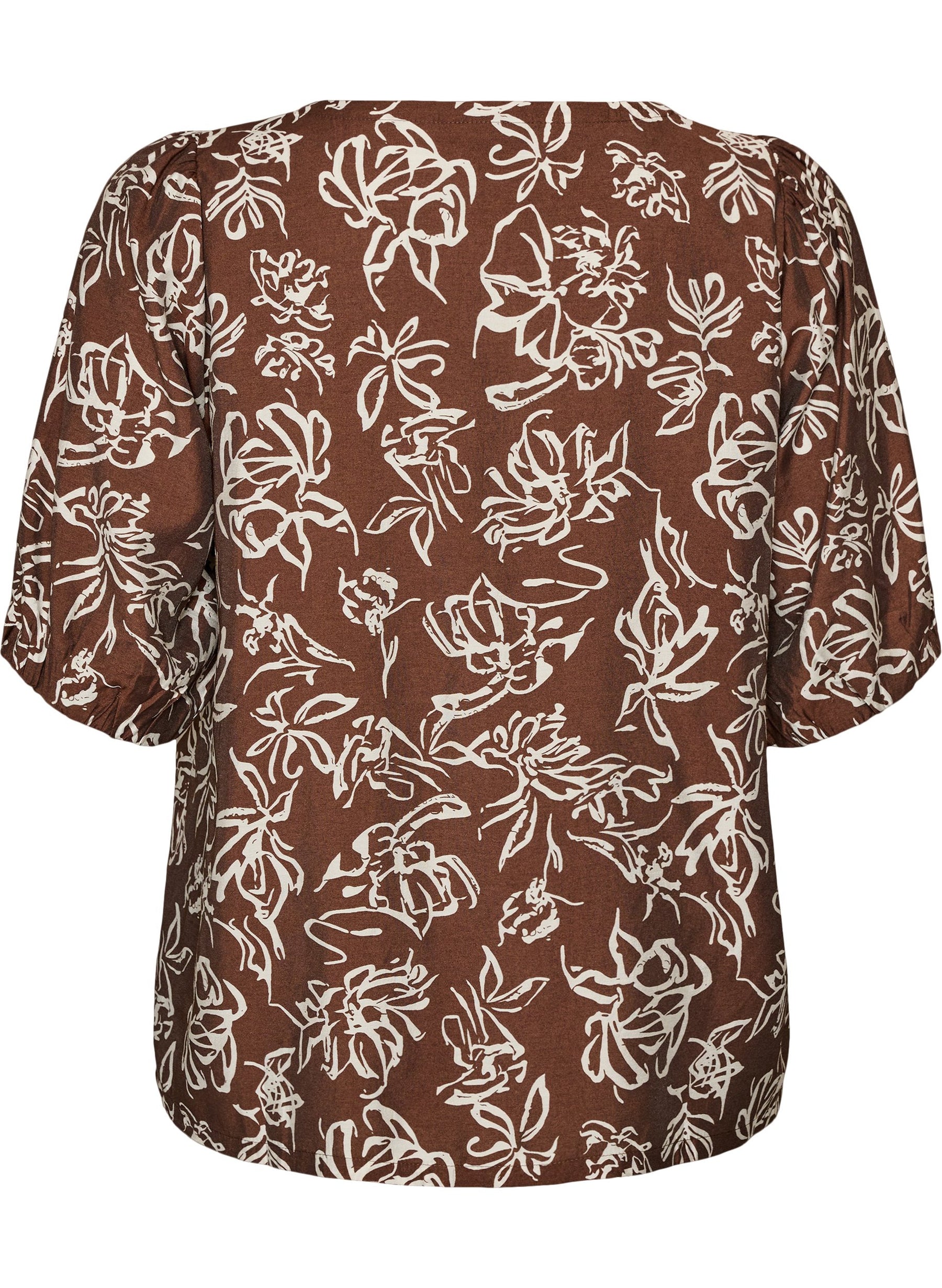 Zizzi Stina Blouse in Brown Flower 