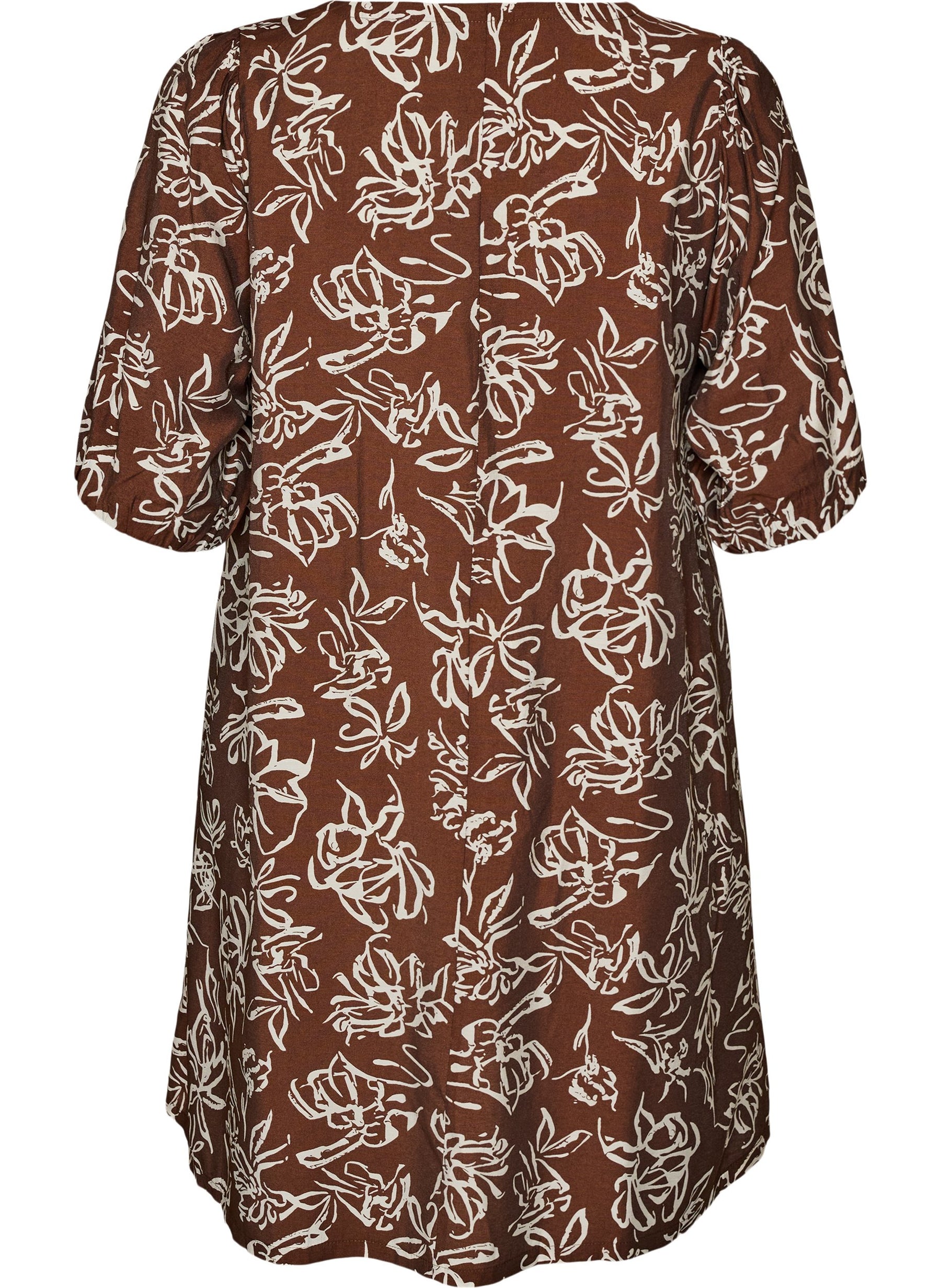 Zizzi Stina Dress in Brown Flower 