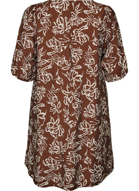 Zizzi Stina Dress in Brown Flower 