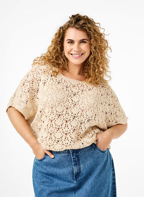 Zizzi Summer Top in Beige