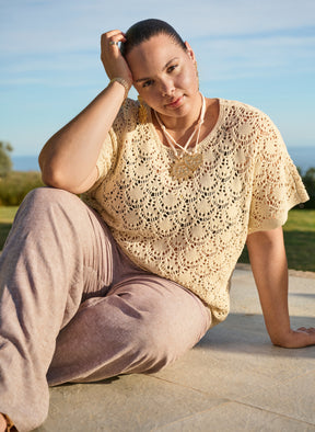 Zizzi Summer Top in Beige