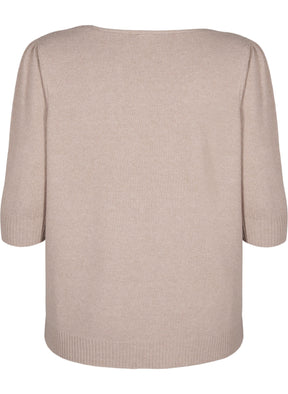 Zizzi Sunny Floral Knit Top in Taupe