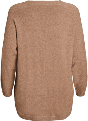 Zizzi Sunny Side Button Jumper in Taupe
