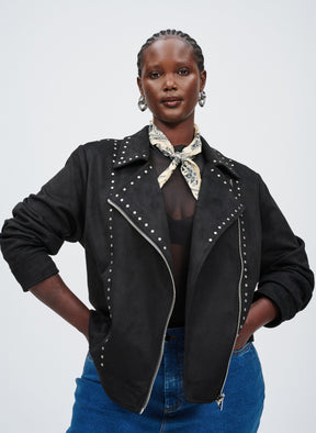 Zizzi Sussie Biker Jacket in Black