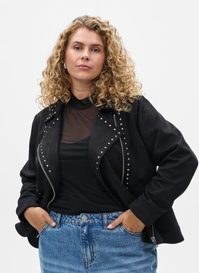 Zizzi Sussie Biker Jacket in Black