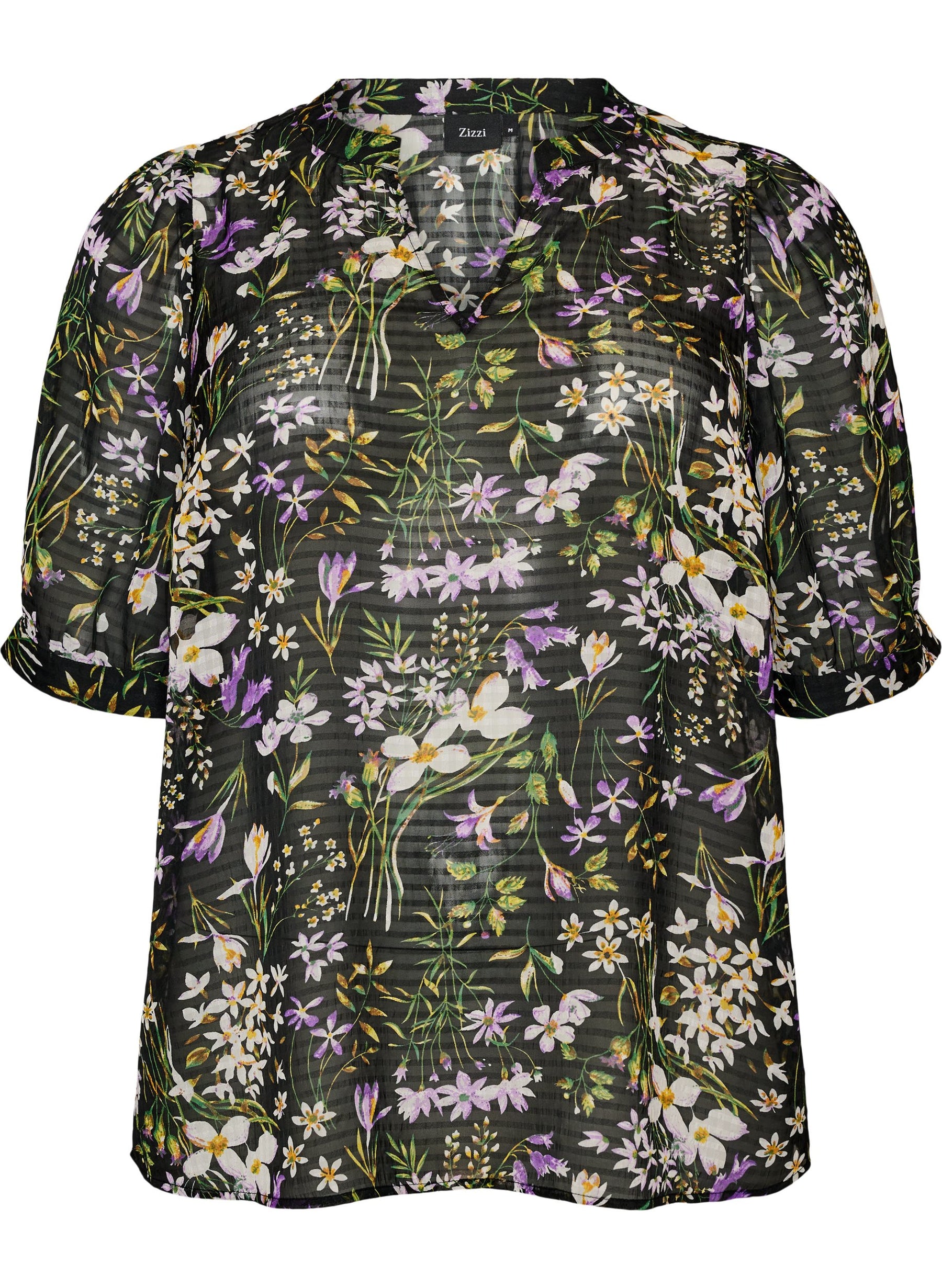 Zizzi Taru Blouse in Black Flower 