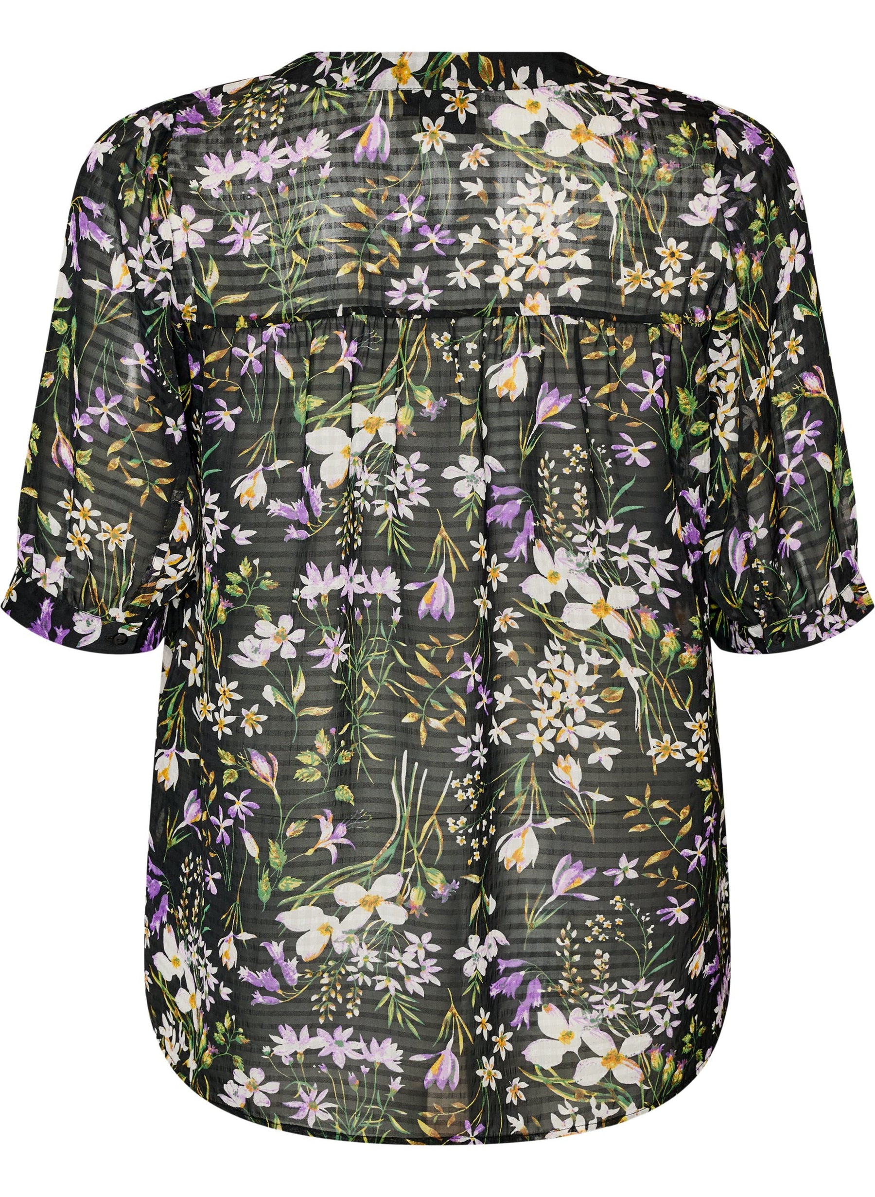 Zizzi Taru Blouse in Black Flower 