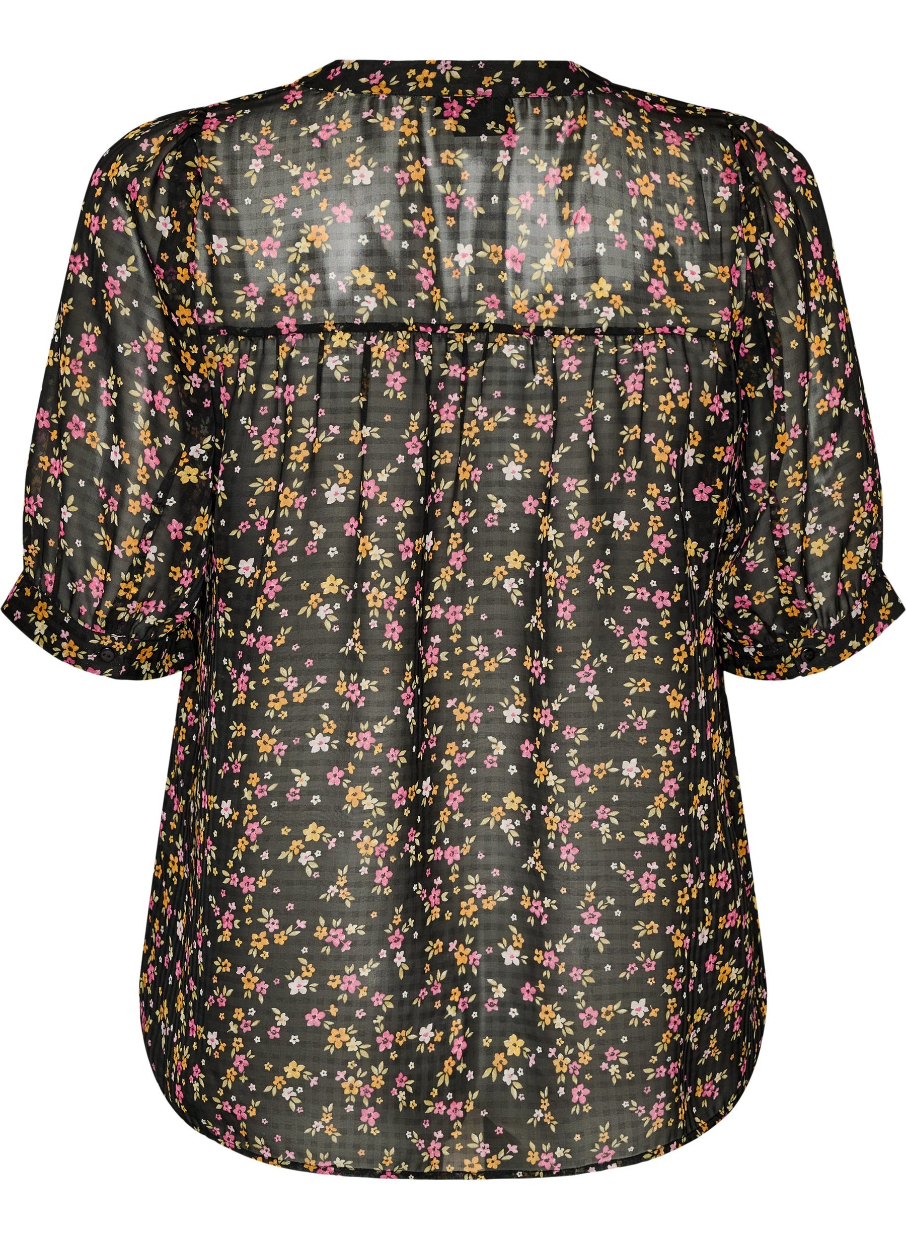 Zizzi Taru Blouse in Pink Ditsy Flower 