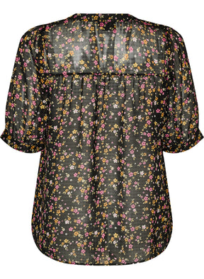 Zizzi Taru Blouse in Pink Ditsy Flower 