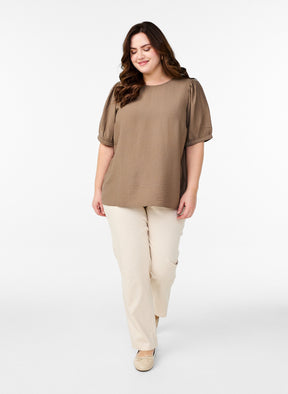Zizzi Vilma Blouse in Brown