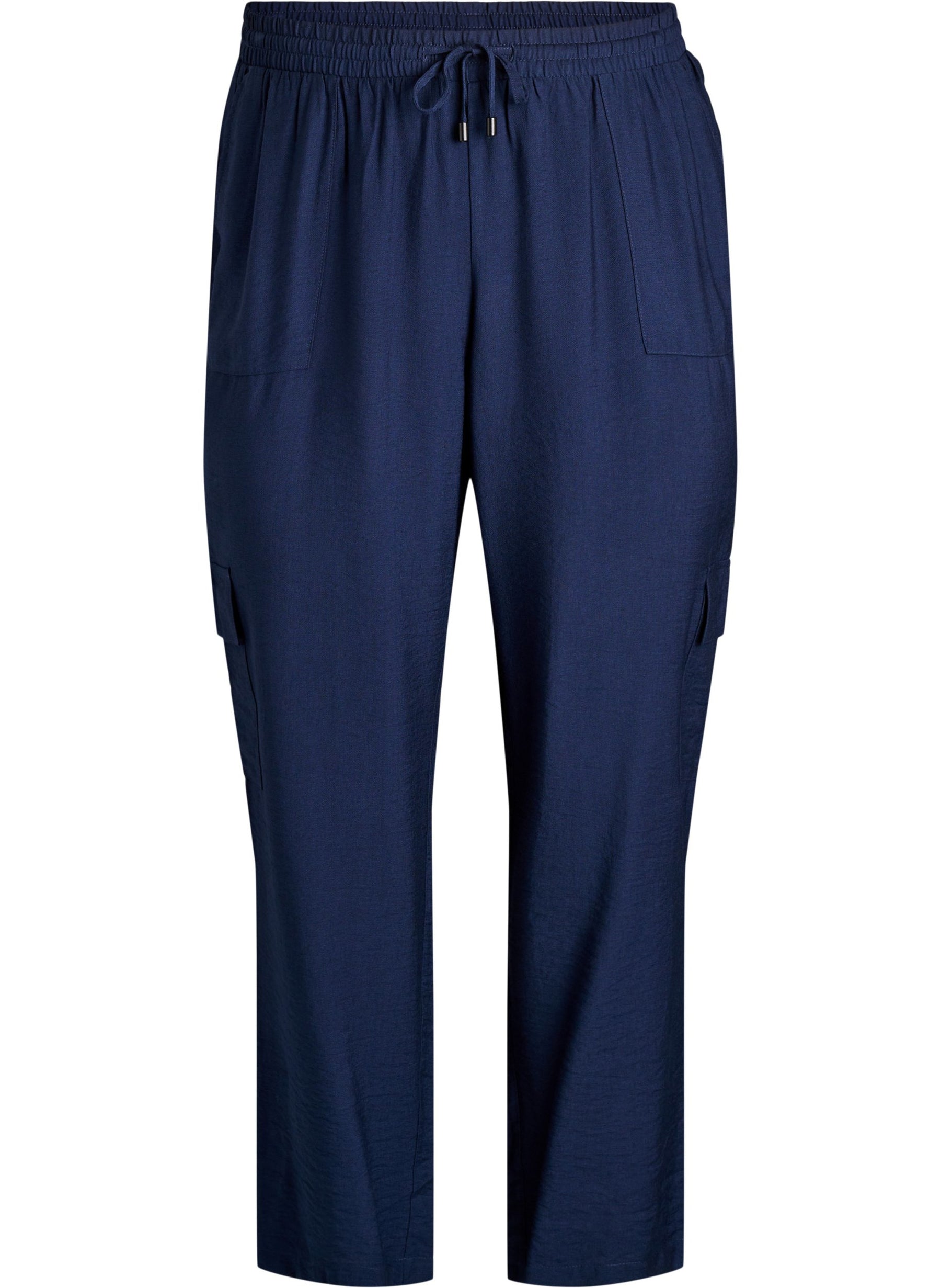 Zizzi Vilma Cargo Trousers in Navy
