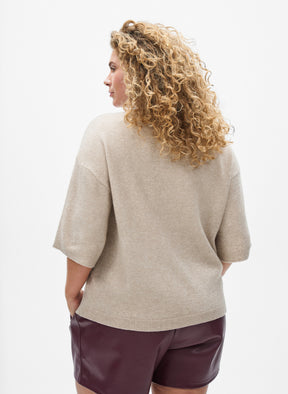 Zizzi Vista 1/2 Sleeve Jumper in Taupe 