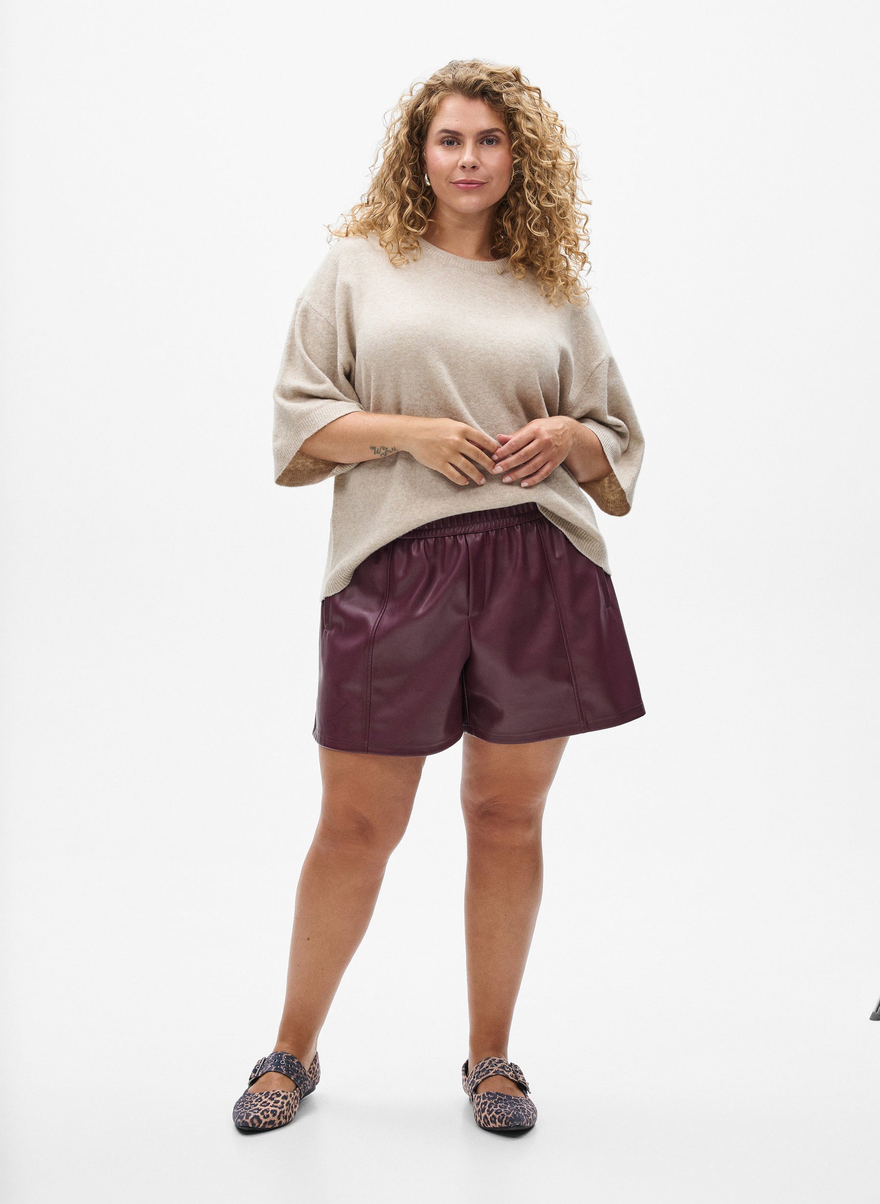 Zizzi Vista 1/2 Sleeve Jumper in Taupe 