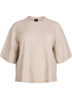 Zizzi Vista 1/2 Sleeve Jumper in Taupe 