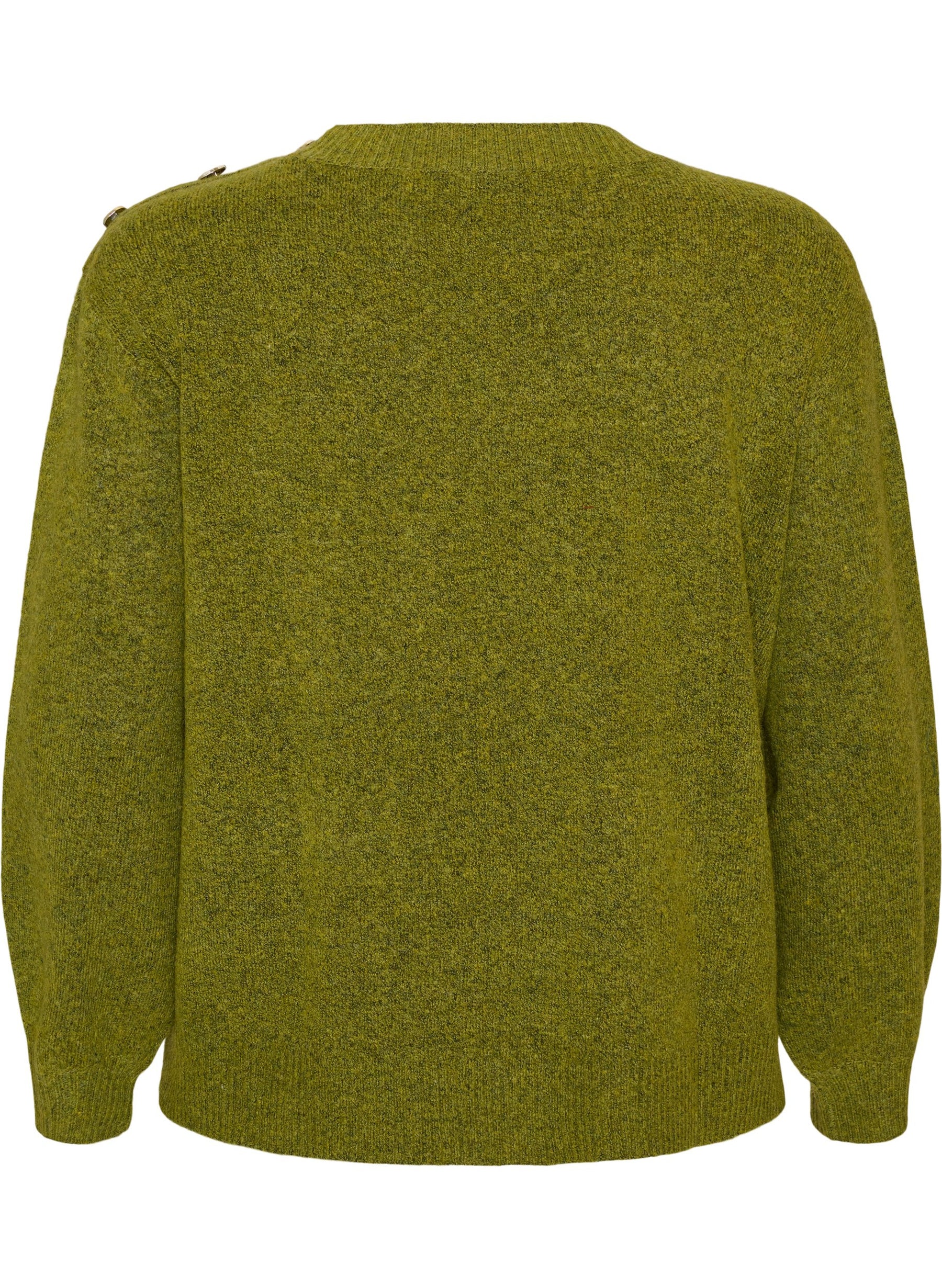 Zizzi Vista Button Shoulder Jumper in Green 