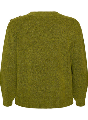 Zizzi Vista Button Shoulder Jumper in Green 