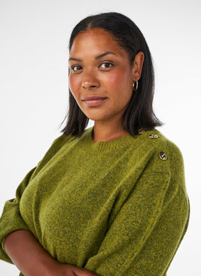 Zizzi Vista Button Shoulder Jumper in Green 