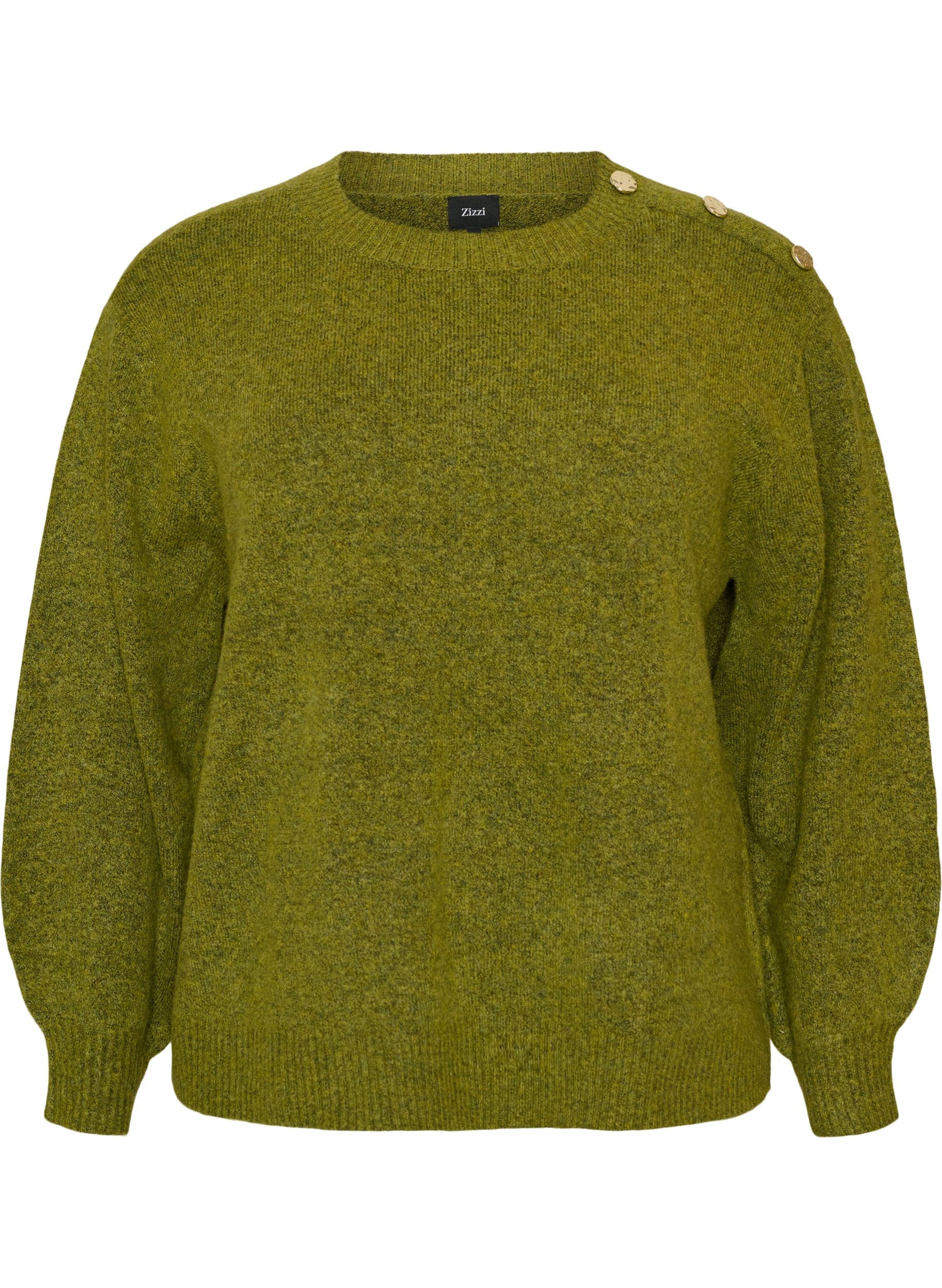 Zizzi Vista Button Shoulder Jumper in Green 