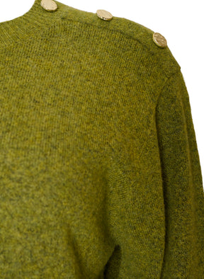 Zizzi Vista Button Shoulder Jumper in Green 