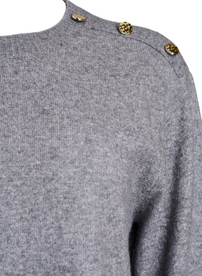 Zizzi Vista Button Shoulder Jumper in Grey