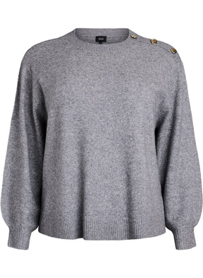 Zizzi Vista Button Shoulder Jumper in Grey