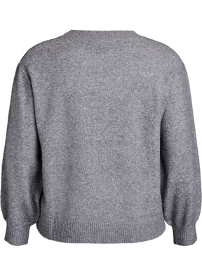 Zizzi Vista Button Shoulder Jumper in Grey