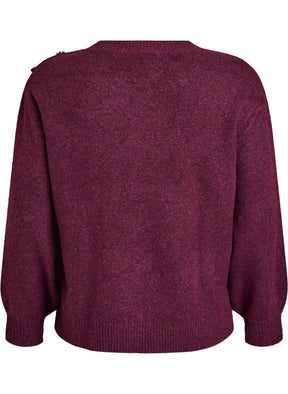 Zizzi Vista Button Shoulder Jumper in Wine