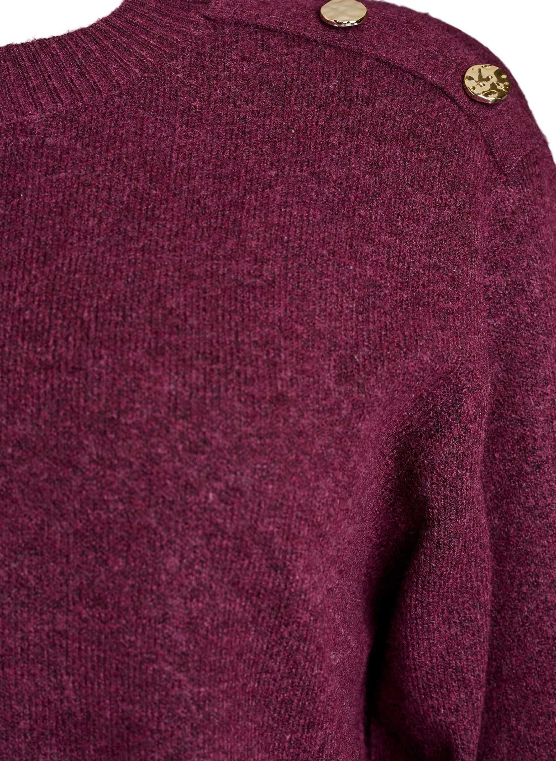 Zizzi Vista Button Shoulder Jumper in Wine