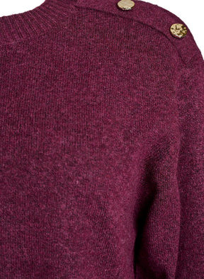 Zizzi Vista Button Shoulder Jumper in Wine