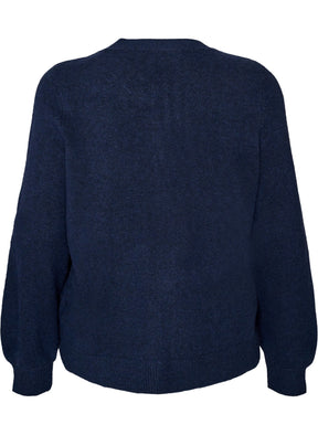 Zizzi Vista Gold Button Cardigan in Navy 