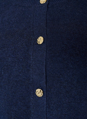 Zizzi Vista Gold Button Cardigan in Navy 