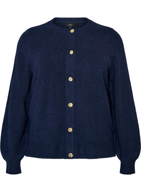 Zizzi Vista Gold Button Cardigan in Navy 