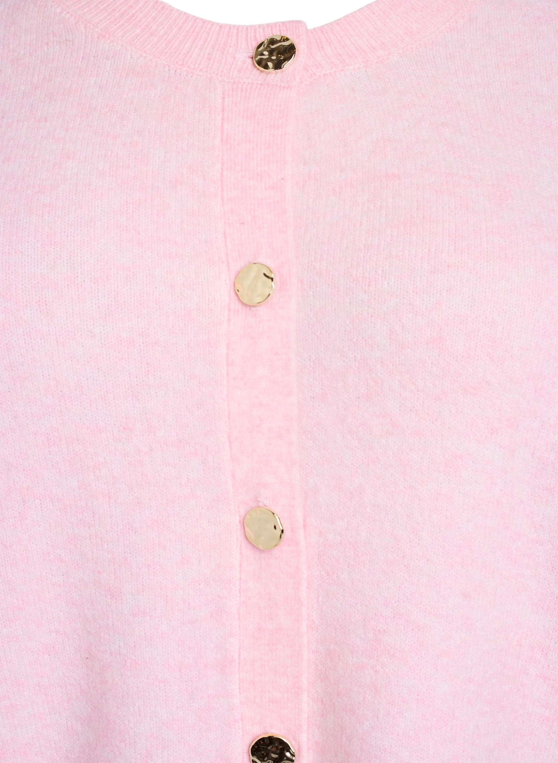 Zizzi Vista Gold Button Cardigan in Pink 