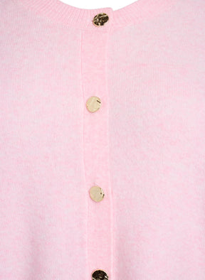 Zizzi Vista Gold Button Cardigan in Pink 