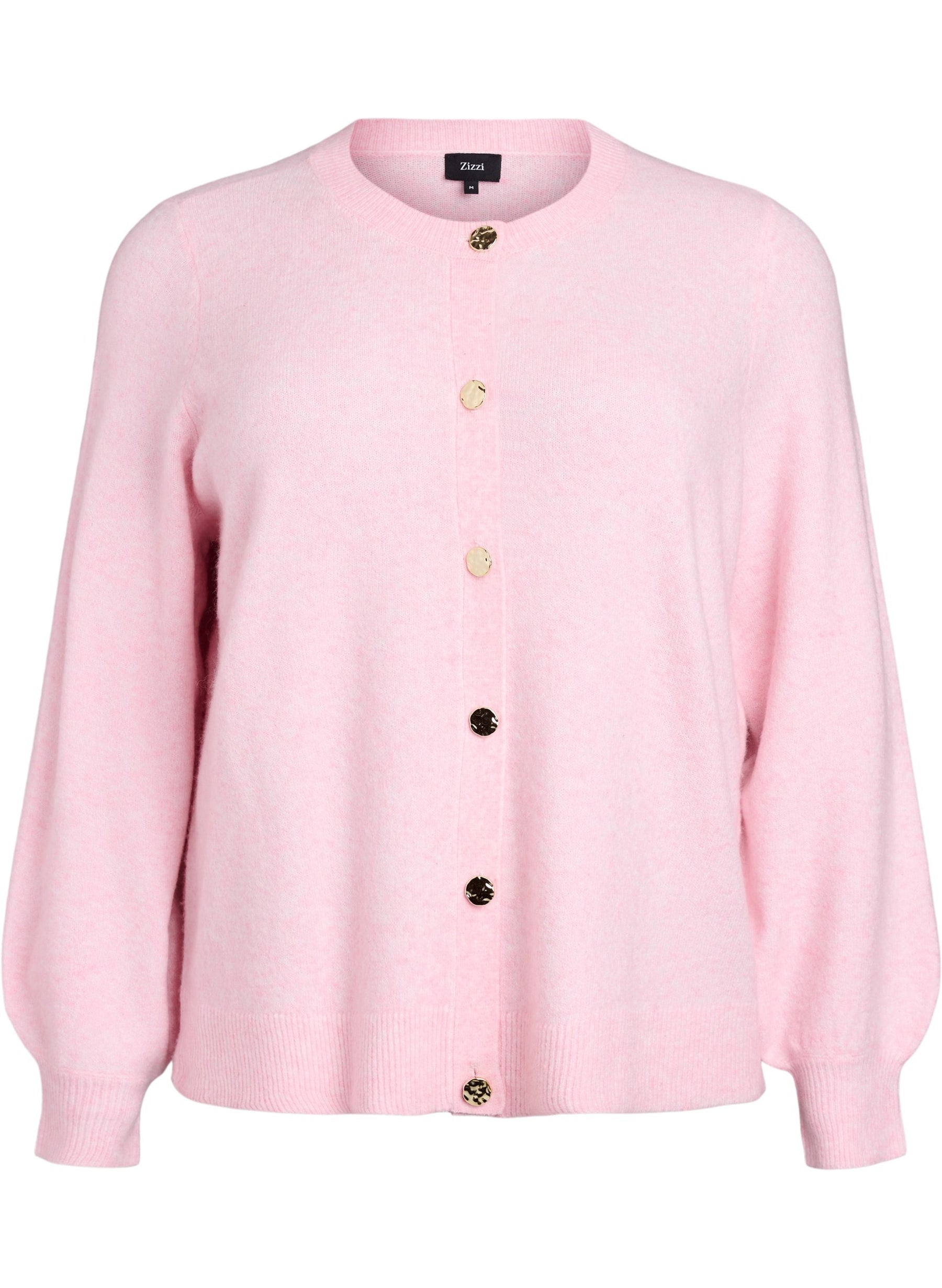 Zizzi Vista Gold Button Cardigan in Pink 