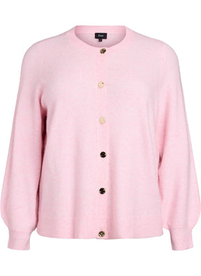 Zizzi Vista Gold Button Cardigan in Pink 