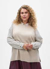 Zizzi Vista Knit Vest in Beige