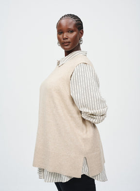 Zizzi Vista Knit Vest in Beige