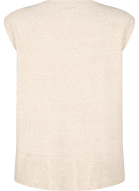 Zizzi Vista Knit Vest in Beige