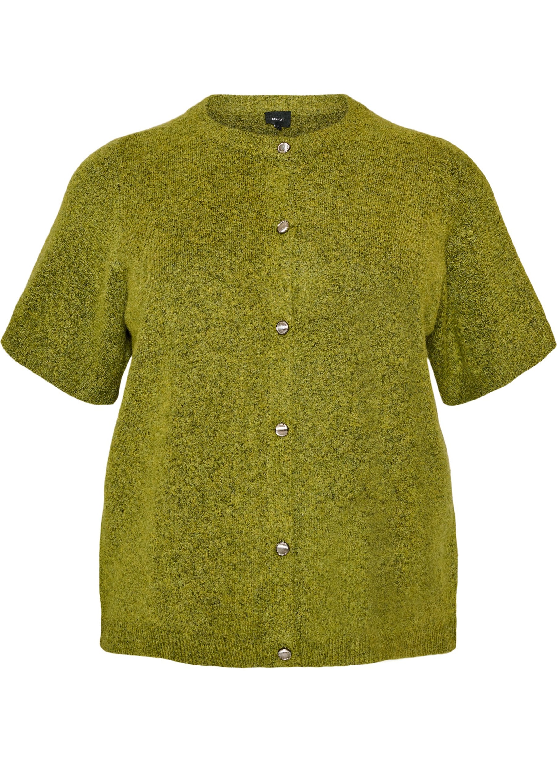 Zizzi Vista Short Sleeve Cardigan in Green 